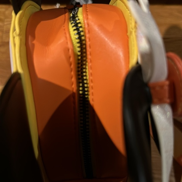 LOUNGEFLY Disney Mickey and Minnie Mouse Candy Corn Crossbody Bag - Picture 15 of 16